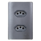 Conjunto Tomada Dupla 10A 4x2 - Novara Preto Grafite Total